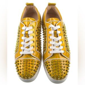 $995 CHRISTIAN LOUBOUTIN Patent Leather Psychic SPIKES Low-Tops 42.5 EU 9.5 US